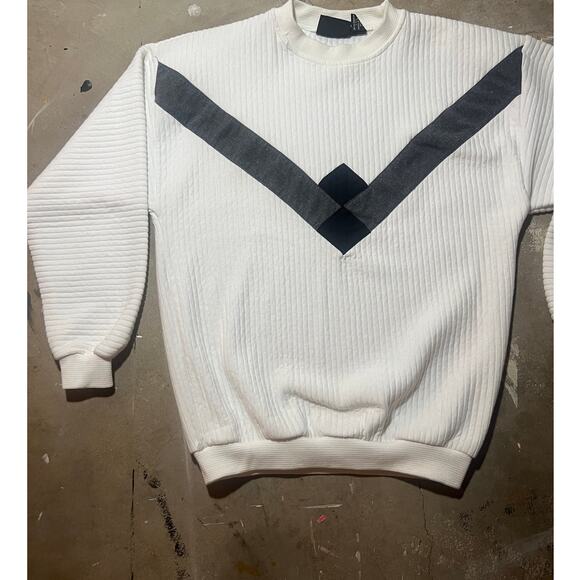 Vintage Crewneck Geometric details, 80s 90s, Streetwear, white black gray - Picture 1 of 4